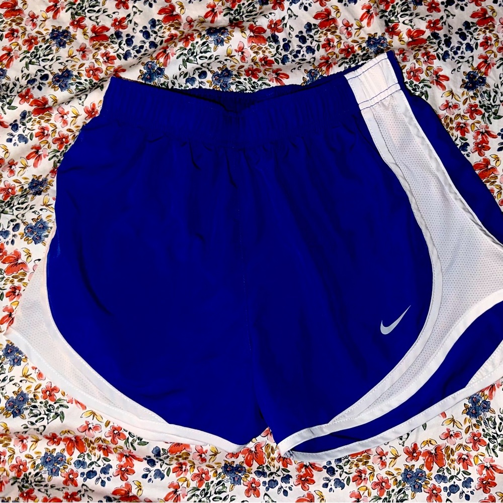 navy & white nike dri-fit shorts